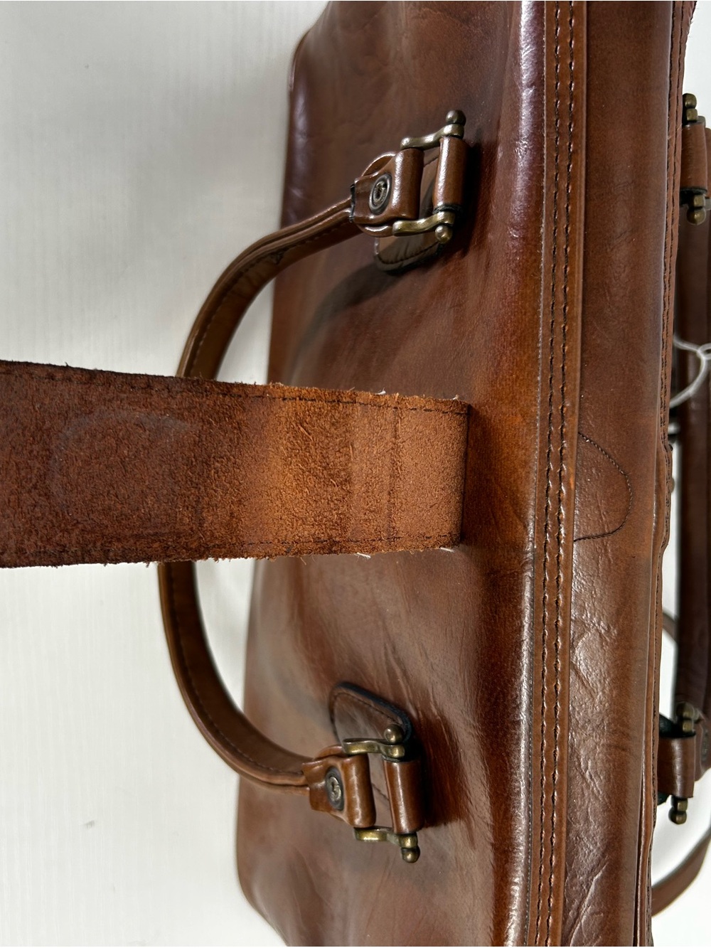 Vtg Leather Patchwork Doctor Bag Satchel Korea Made Croc Beautiful Design - Picture 13 of 16